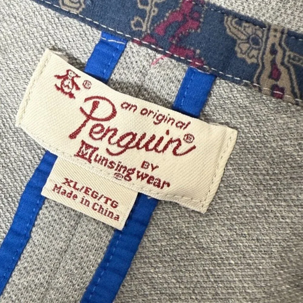 An Original Penguin Men's 100% Cotton Gray Blazer with Elbow Patches. Size XL